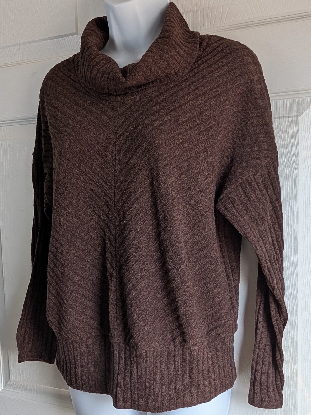 Cozy Brown Cowl Neck Sweater - Picture 2 of 4